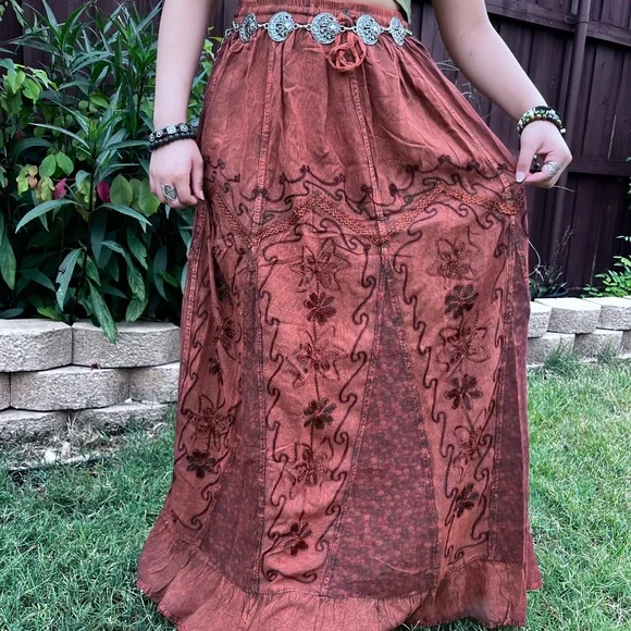 Rustic Patchwork Embroidered Boho Skirt - Picture 16 of 16